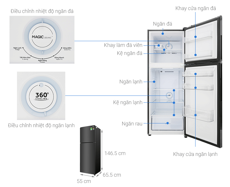 Tủ lạnh Aqua AQR-T249MA.(PB)