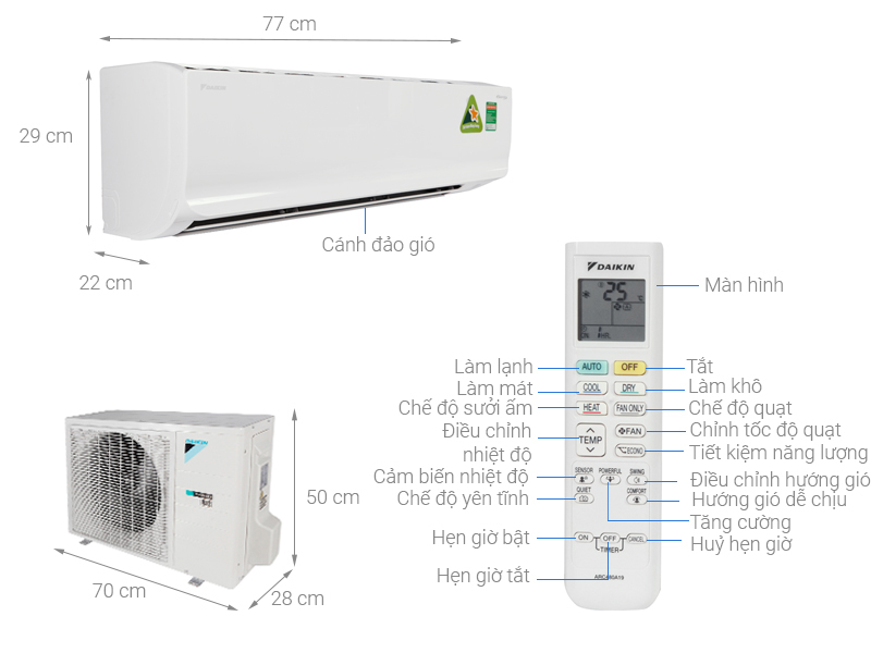Máy lạnh 2 chiều Daikin Inverter 2.0 HP FTHF50RVMV
