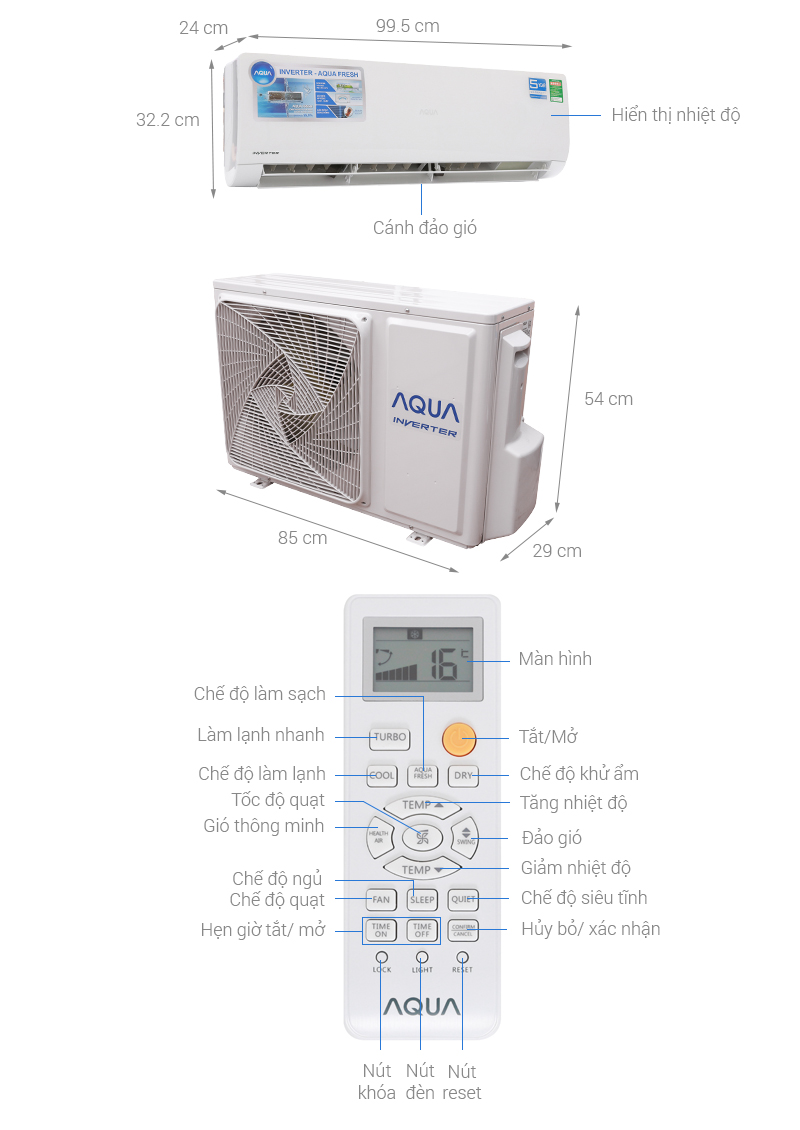 Máy lạnh Aqua 2.0HP Inverter AQA-KCRV18N