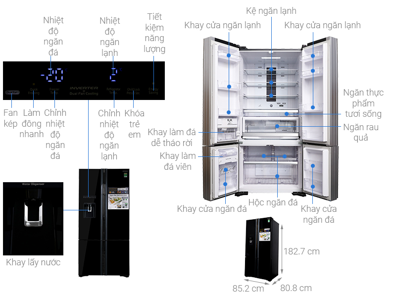 Tủ lạnh Hitachi Inverter 587 lít R-WB730PGV6X GBK