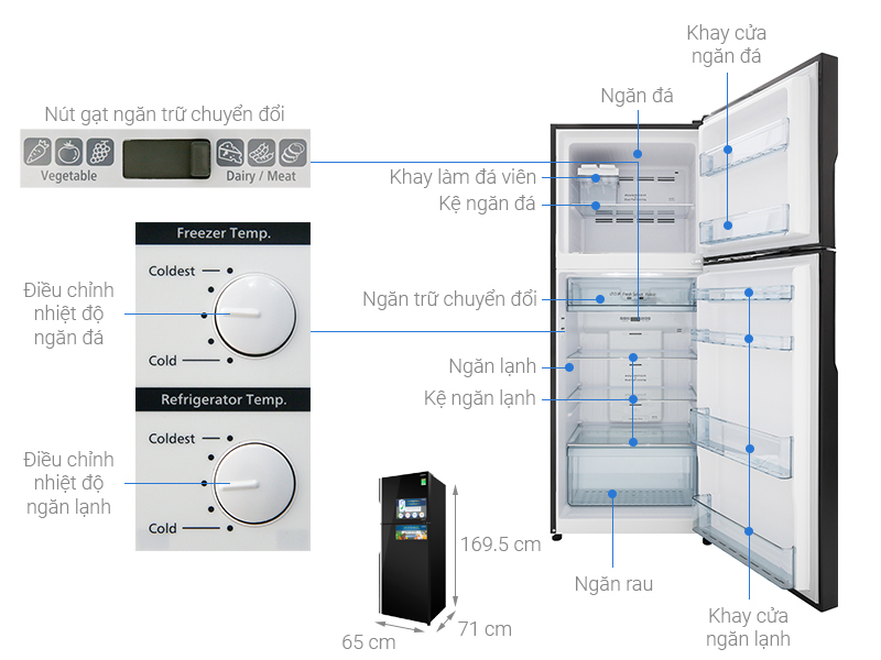 Tủ lạnh Hitachi Inverter 366 lít R-FG480PGV8 (sản phẩm có 2 màu )