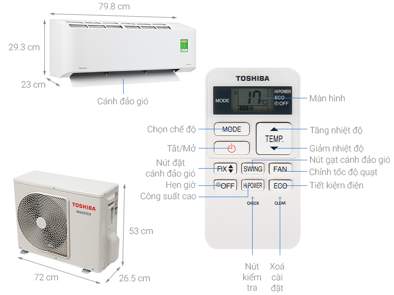 Máy lạnh Toshiba Inverter 1.5 HP RAS-H13C2KCVG-V