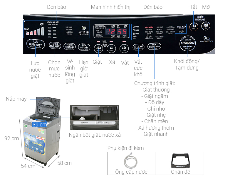 Máy giặt Toshiba Inverter 9 Kg AW-DJ1000CV