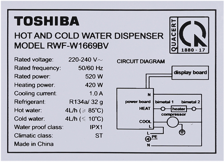 Cây nước nóng lạnh Toshiba RWF-W1669BV
