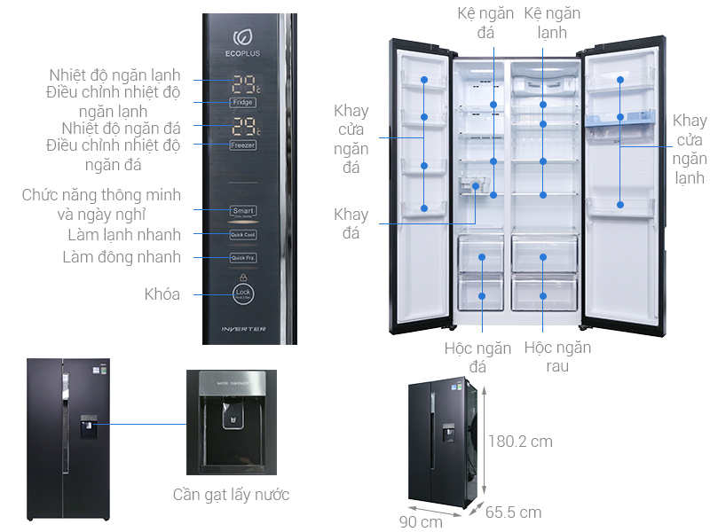 Tủ lạnh Aqua Inverter 557 lít AQR-I565AS (BS)