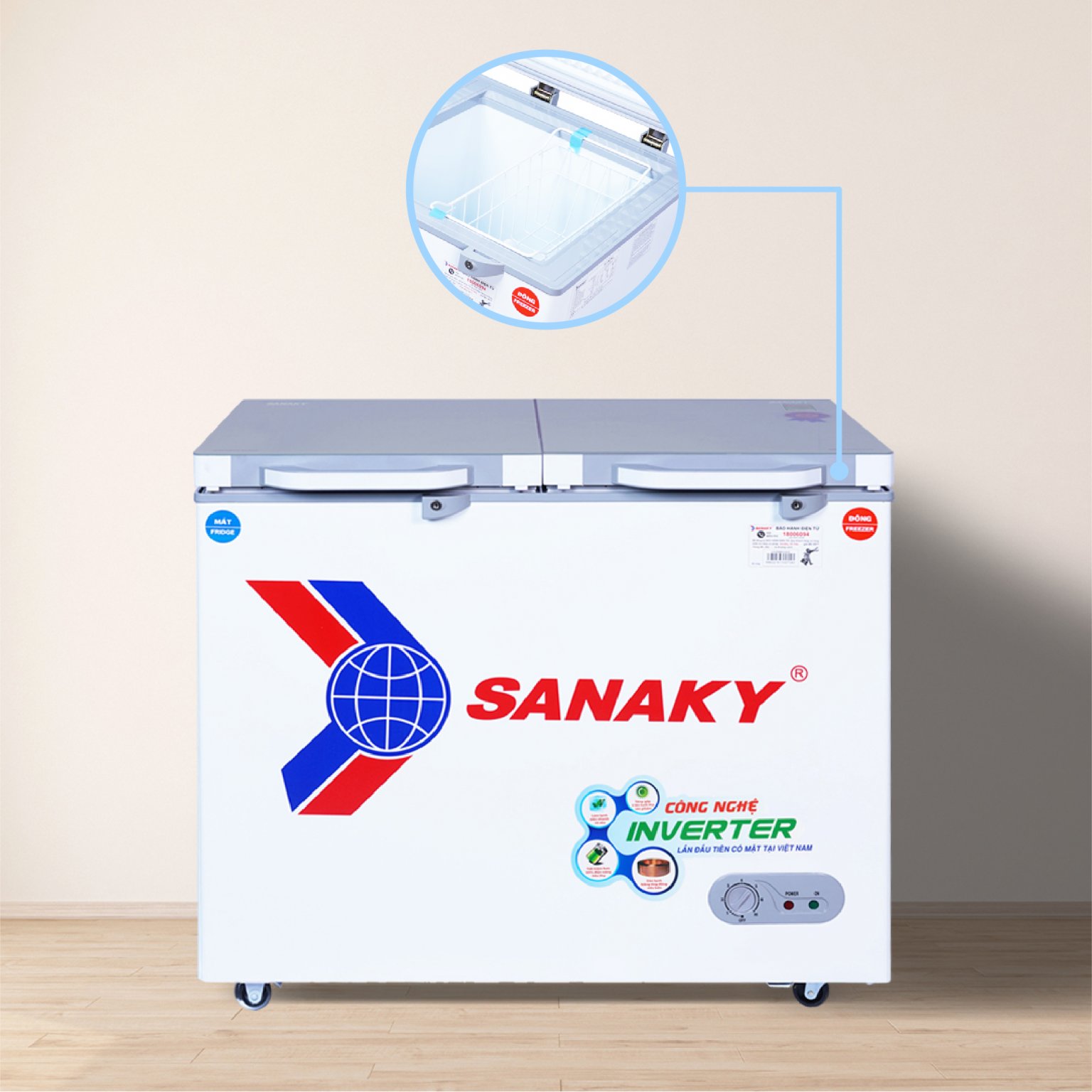 Tủ Đông mặt kính cường lực Sanaky VH-2599W4K