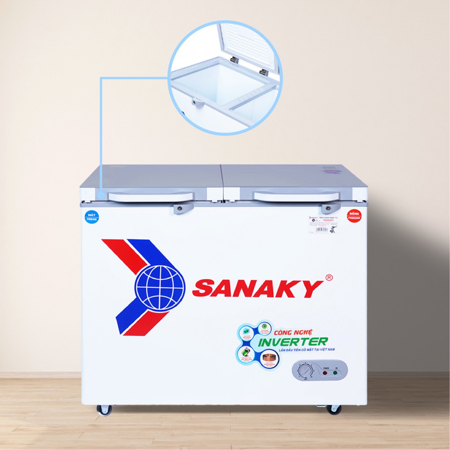 Tủ Đông mặt kính cường lực Sanaky VH-2599W4K 250 Lít