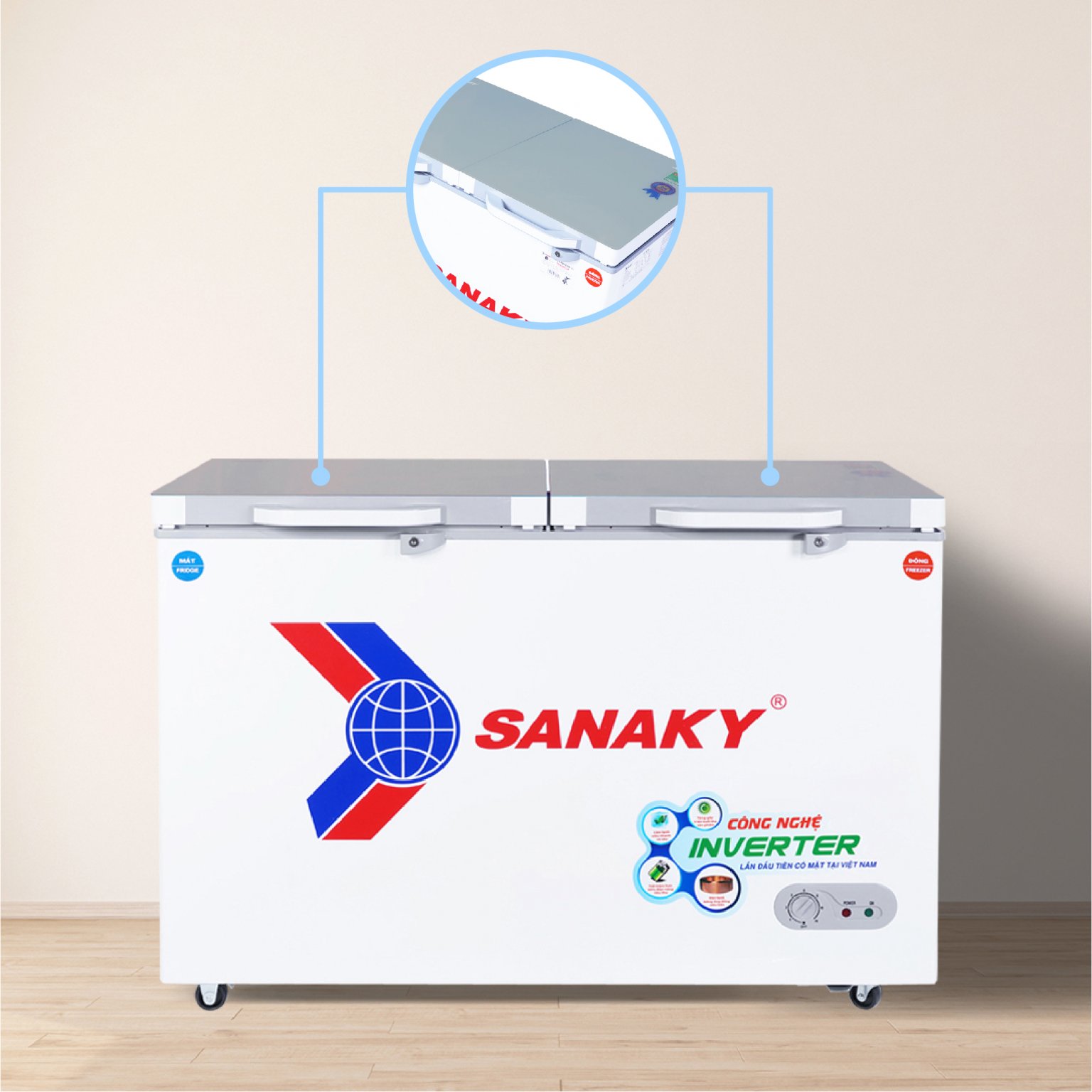 Tủ Đông mặt kính cường lực Sanaky VH-4099W4K