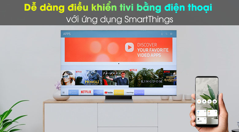 Tivi QLED Samsung QA50Q60B - điều khiển tivi bằng điện thoại