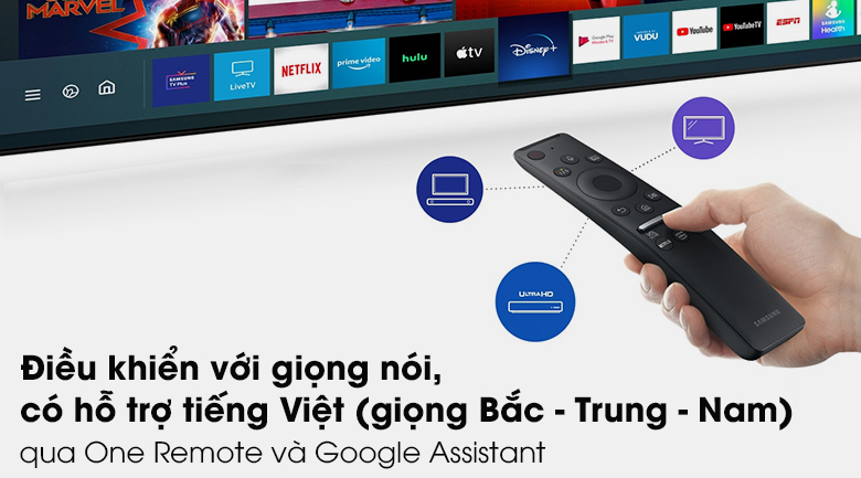 Tivi QLED Samsung QA50Q60B - tìm kiếm bằng giọng nói
