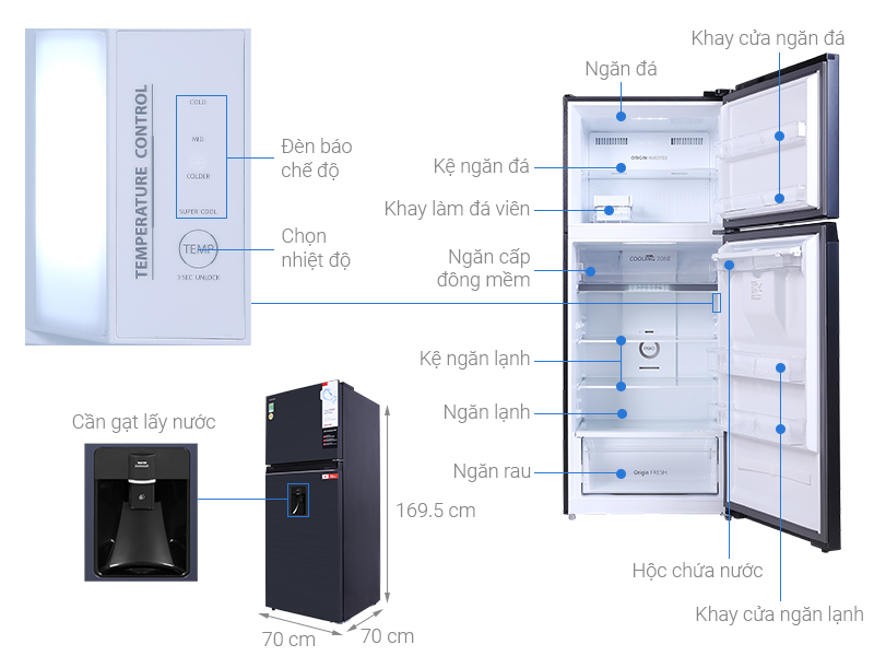 Tủ lạnh Toshiba GR-RT535WE-PMV(06)-MG - thông số kỹ thuật