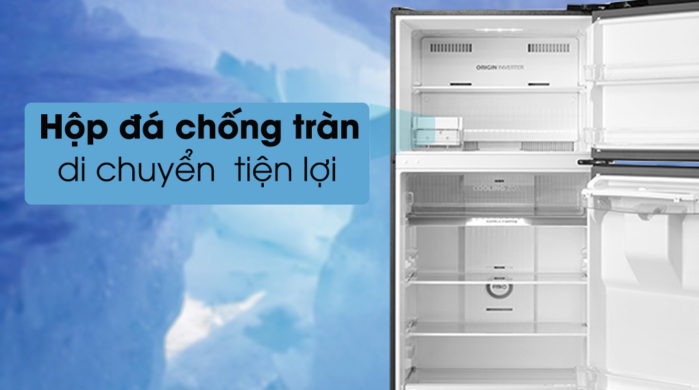 Tủ lạnh Toshiba GR-RT535WE-PMV hộp đá chống tràn