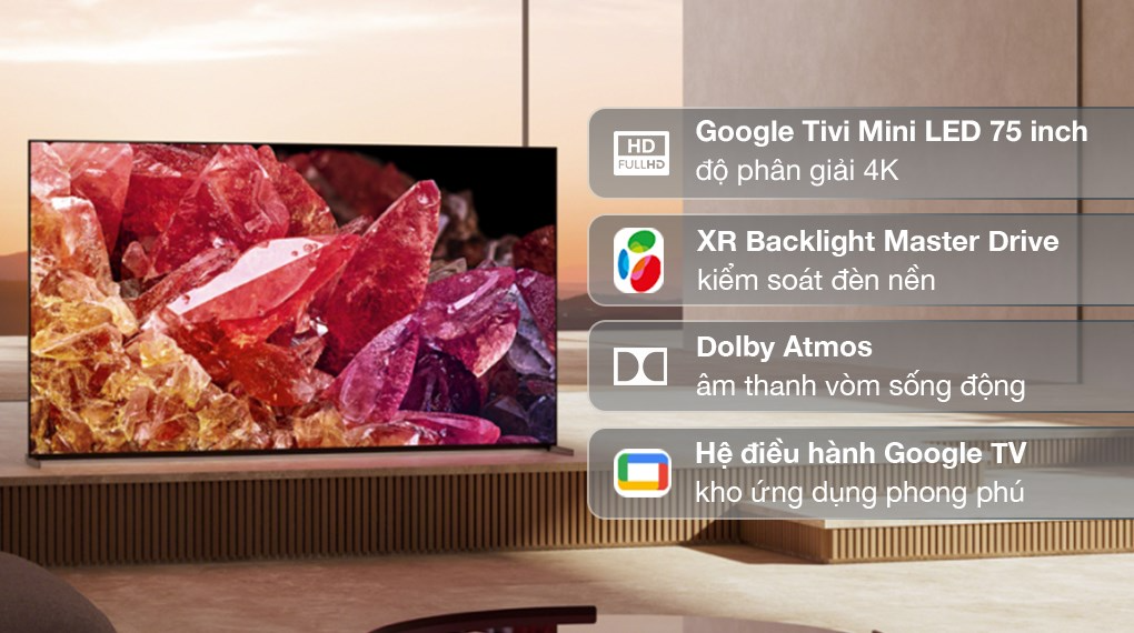 Google Tivi Mini LED Sony 4K 75 inch XR-75X95K với giá bán 71.150.000 đồng