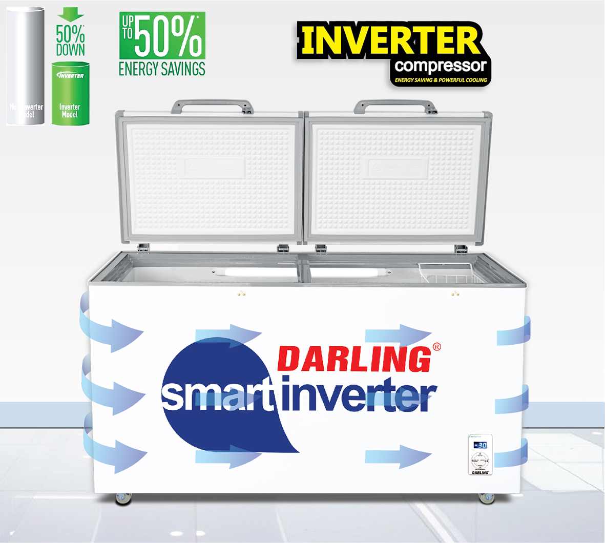 Tủ Đông Mát Darling Smart Inverter 1200 Lít DMF-1179ASI-1
