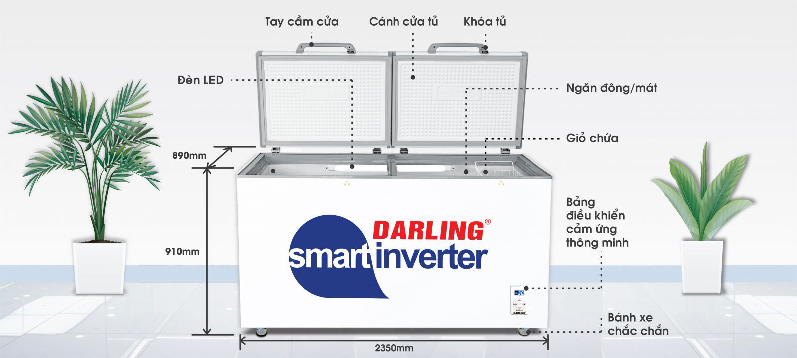 Tủ Đông Mát Darling Smart Inverter 1200 Lít DMF-1179ASI-1
