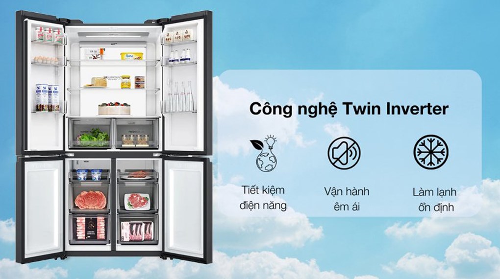 Tủ lạnh Aqua Inverter 660 lít Multi Door AQR-M727XA(GB)U1