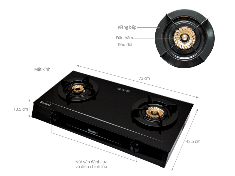 Bếp gas Rinnai RV-7Double Glass(L)