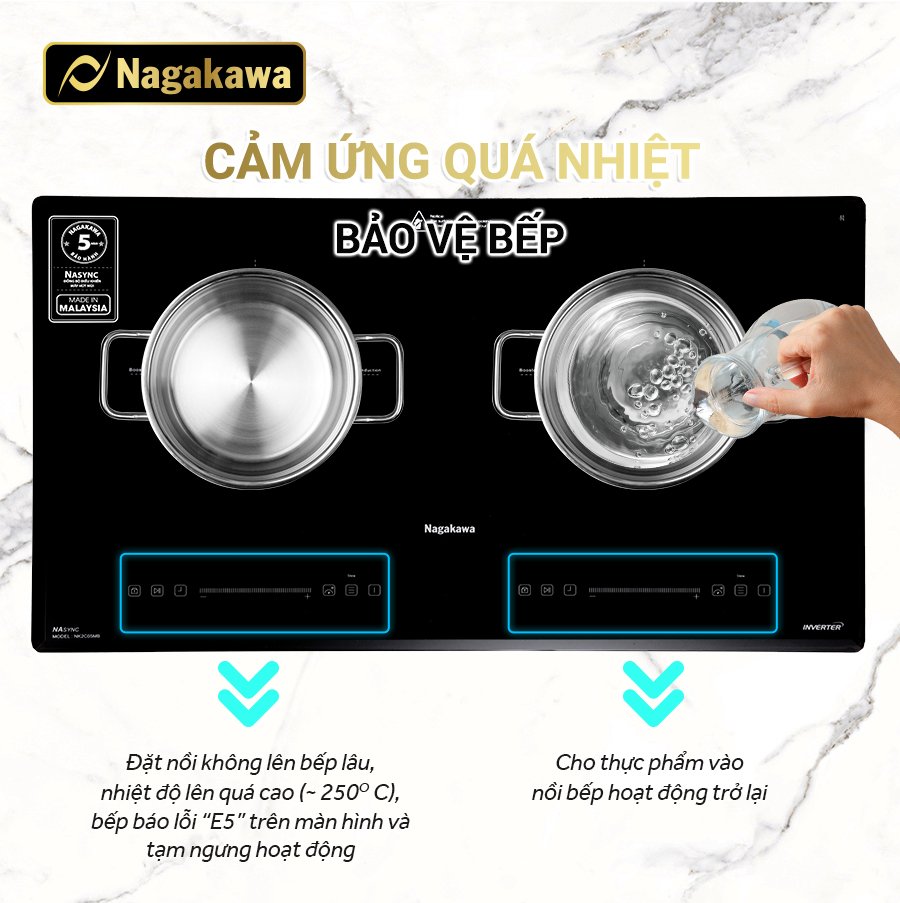 Bếp từ đôi lắp âm Nagakawa NK2C05MB