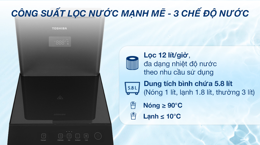 Máy lọc nước RO nóng nguội lạnh Toshiba TWP-W2399SVN(M) 10 lõi