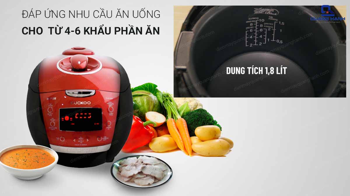 Nồi cơm áp suất cao tần Cuckoo 1.8 lít CRP-HUS1000F