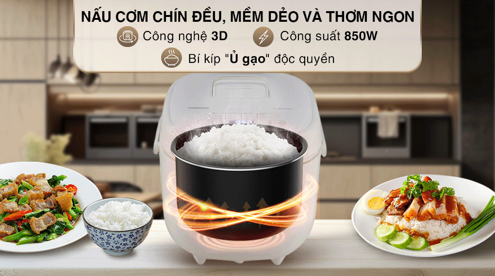 Nồi cơm điện tử Toshiba 1.8 lít RC-18DR4TVN(W) - Trắng