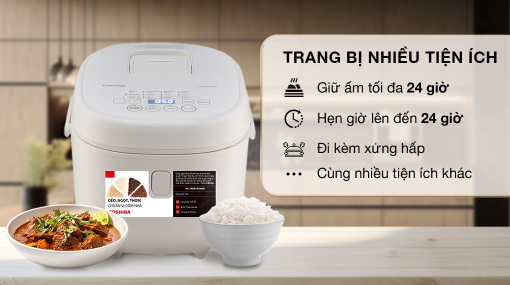 Nồi cơm điện tử Toshiba 1.8 lít RC-18DR4TVN(W) - Trắng