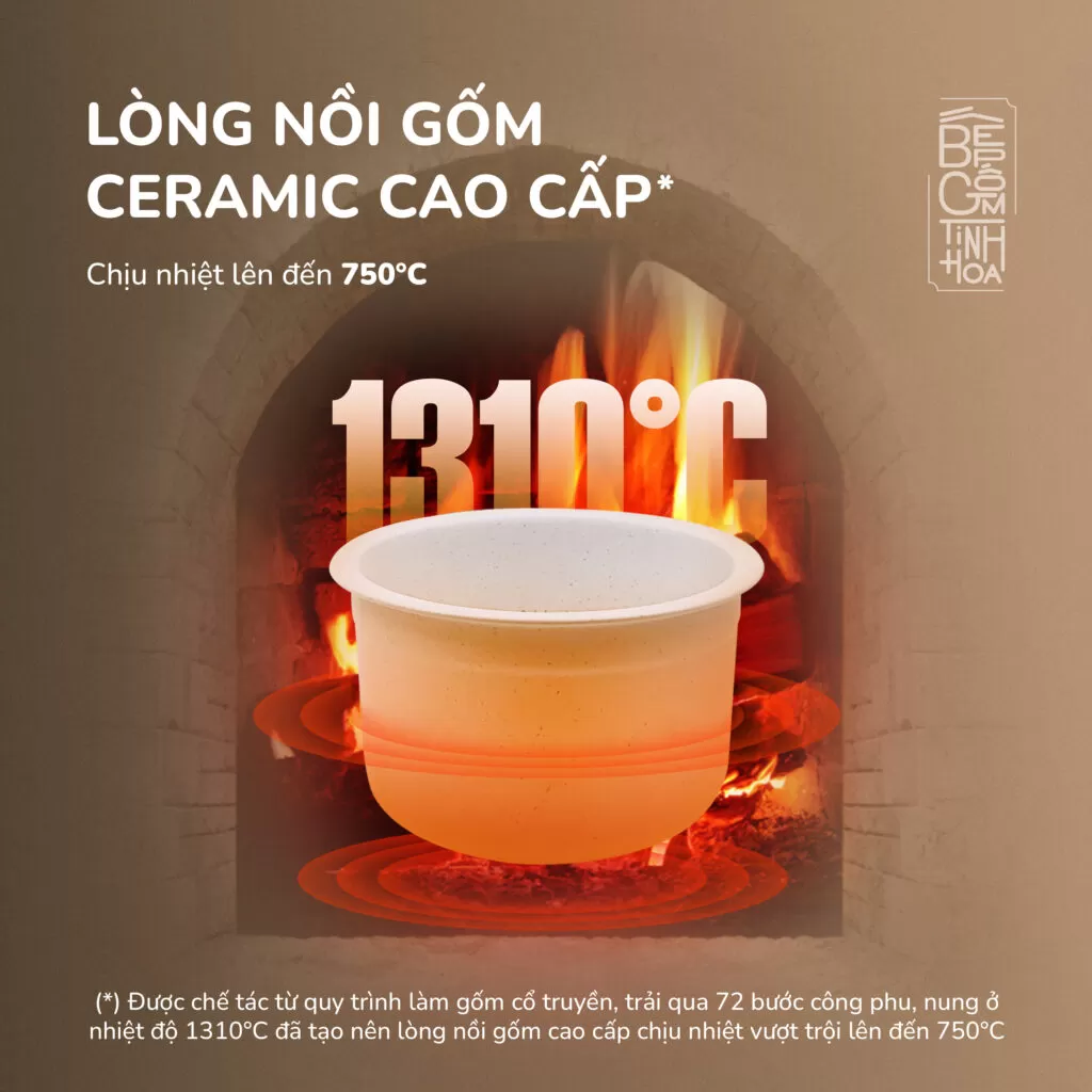 Nồi cơm điện lòng gốm cao cấp UNIE URC818, chống dính tự nhiên, dung tích 1,8L
