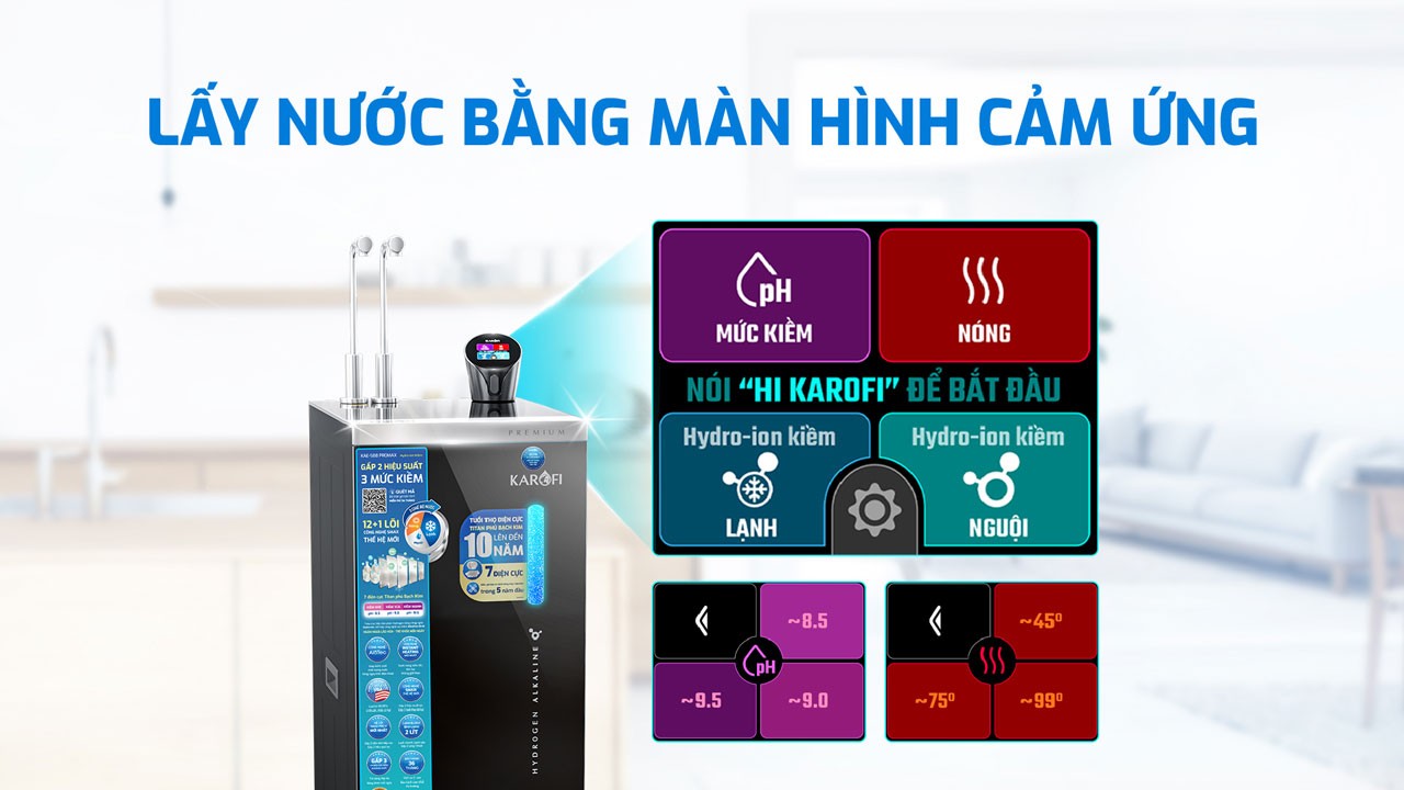 Máy lọc nước nóng lạnh Hydro-ion kiềm Karofi KAE-S88 PROMAX