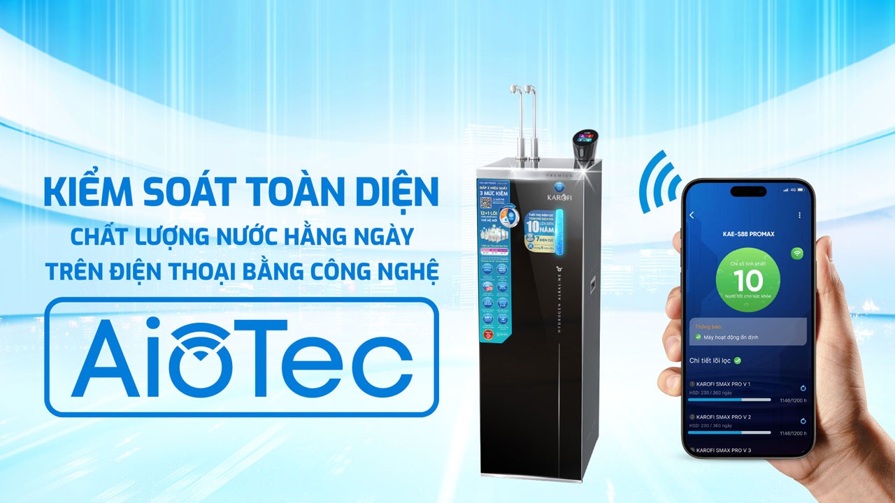 Máy lọc nước nóng lạnh Hydro-ion kiềm Karofi KAE-S88 PROMAX