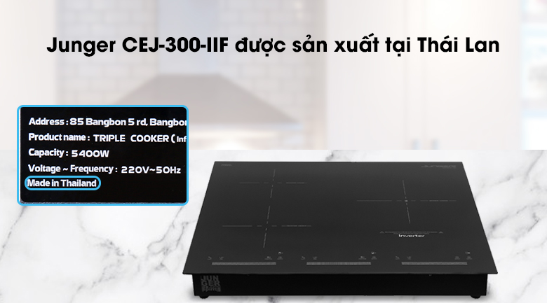 Bếp từ hồng ngoại 3 vùng nấu âm Junger CEJ-300-IIF 5400W