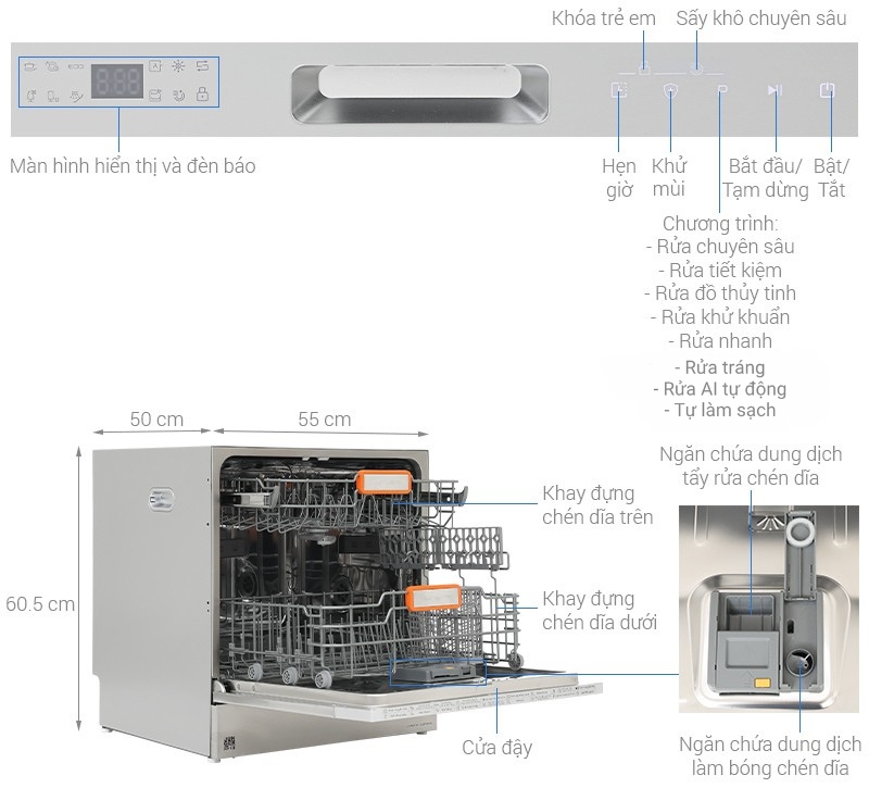 Máy rửa chén độc lập Junger Leopard DWJ-100