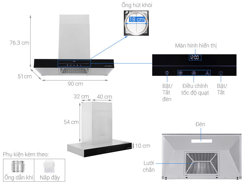 Máy hút mùi âm tủ Junger H-90