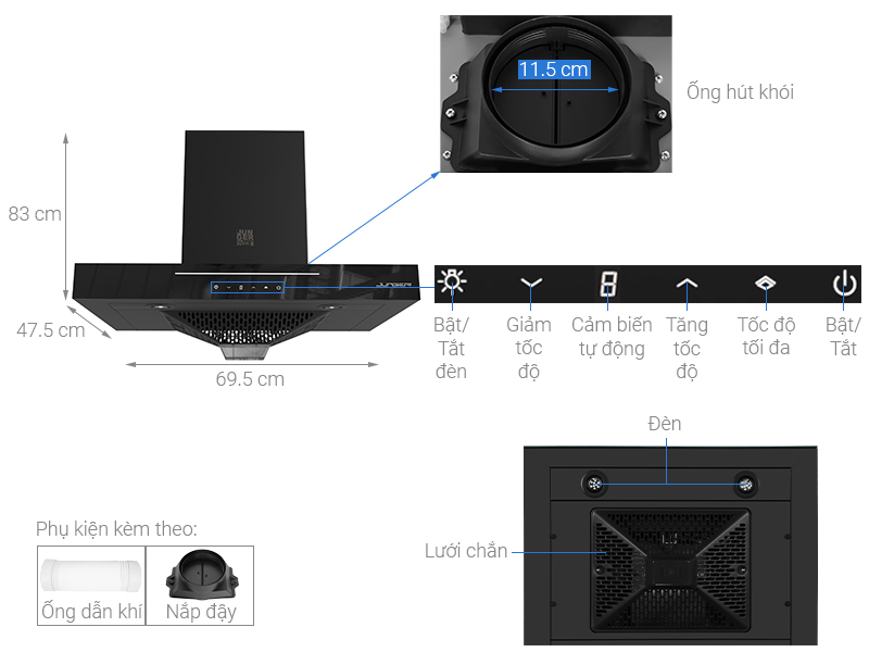 Máy hút mùi áp tường Junger HRJ-701